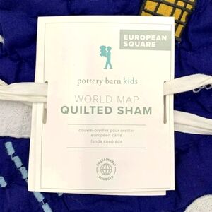 NEW S2 Pottery Barn Kids World Map Quilted Sham Euro 26x26